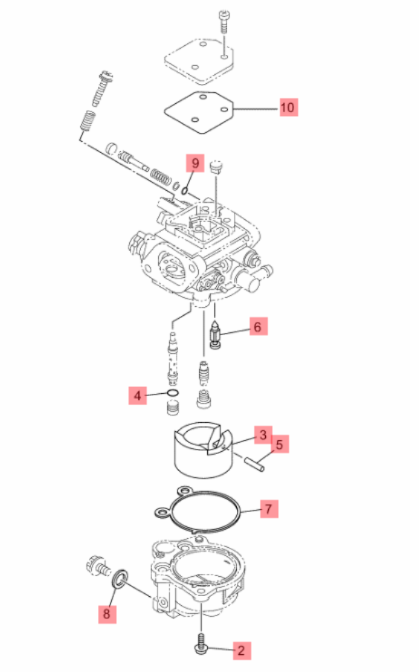 Yamaha 6DR-W0093-00 Forgasser Reparasjonssett (Carburetor Repair Kit) – F6D / F8C / F8F / F9.9J