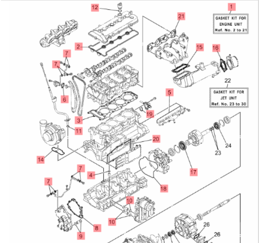Yamaha 6HL-W0001-01 Gasket Kit Engine – SVHO