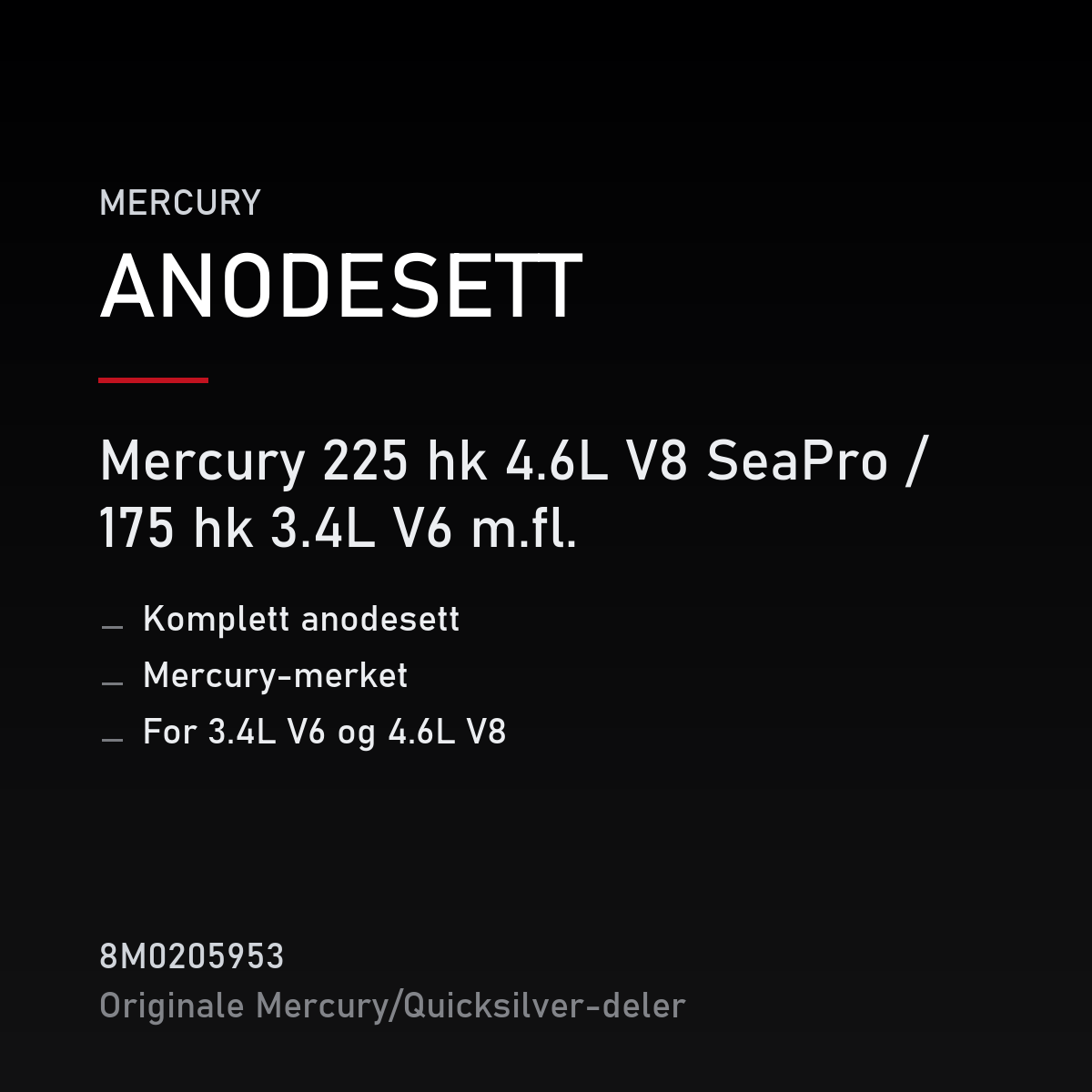 Quicksilver Anodesett 8M0205953 – Mercury – anodesett