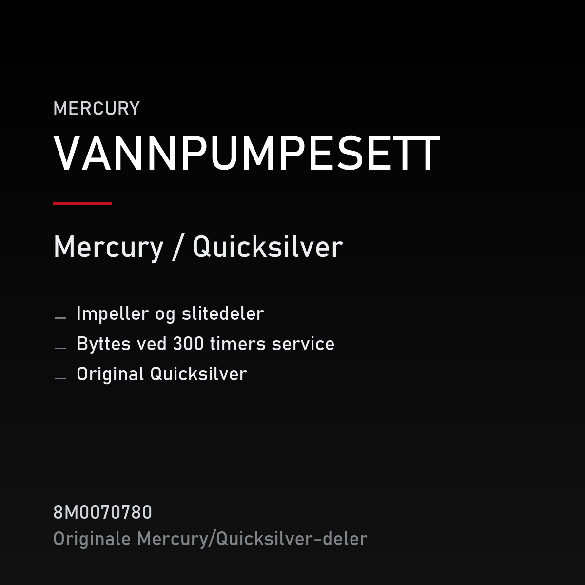 Quicksilver vannpumpesett 8M0070780 – Mercury – produktkort