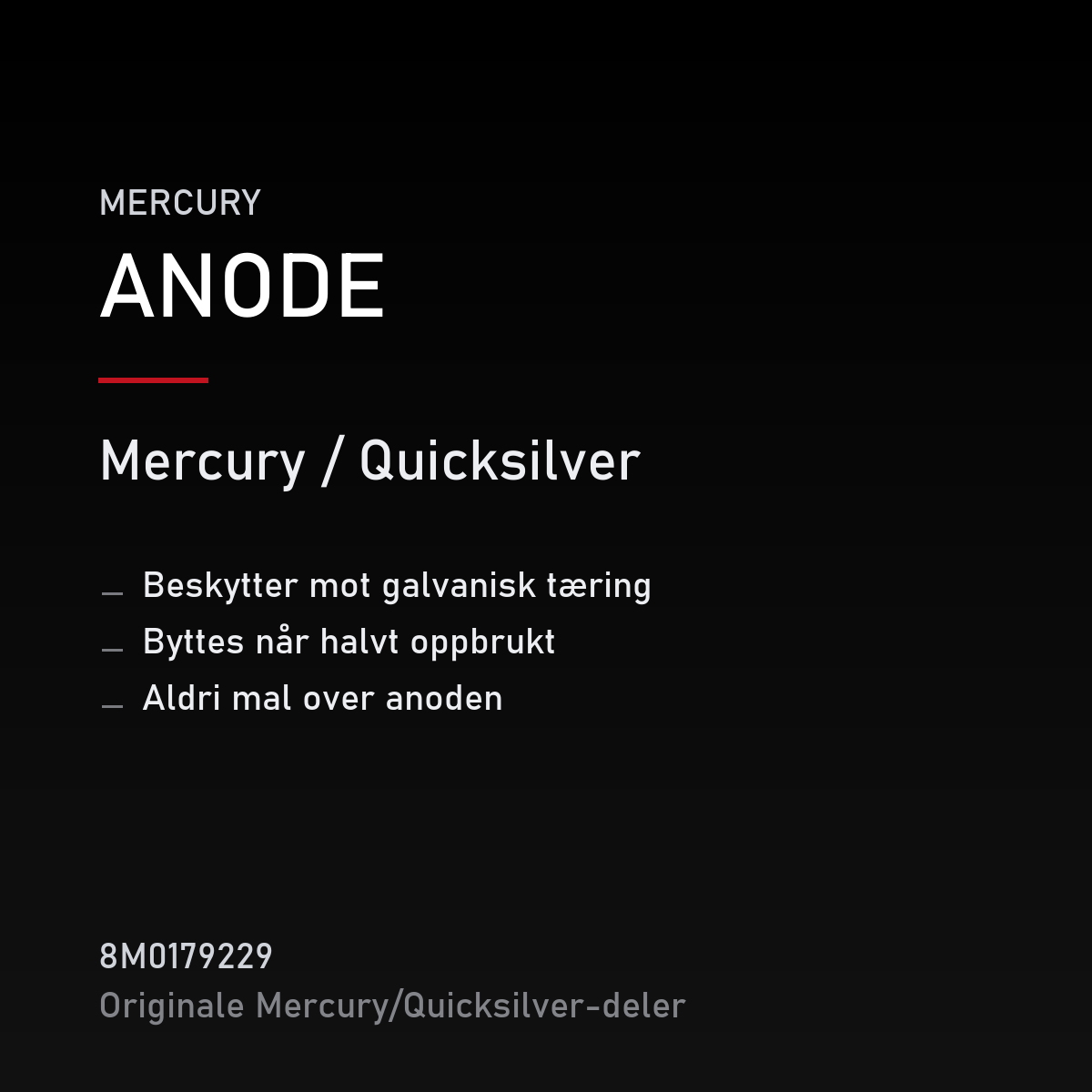 Quicksilver anode 8M0179229 – Mercury – produktkort