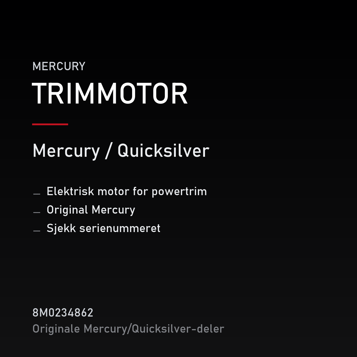 Quicksilver powertrim-motor 8M0234862 – Mercury – produktkort