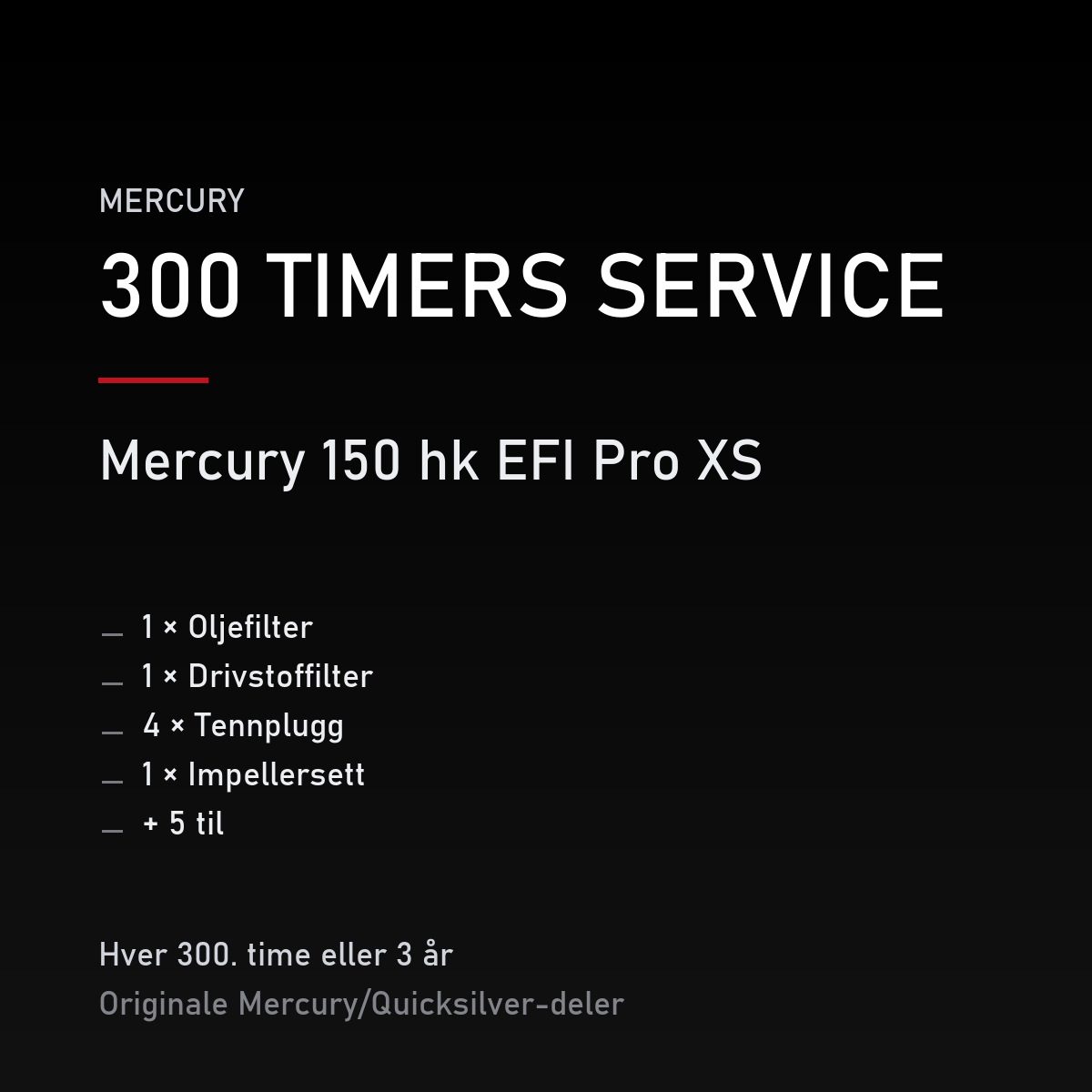 Mercury servicekit 300 timer – 150 hk EFI Pro XS – servicekit