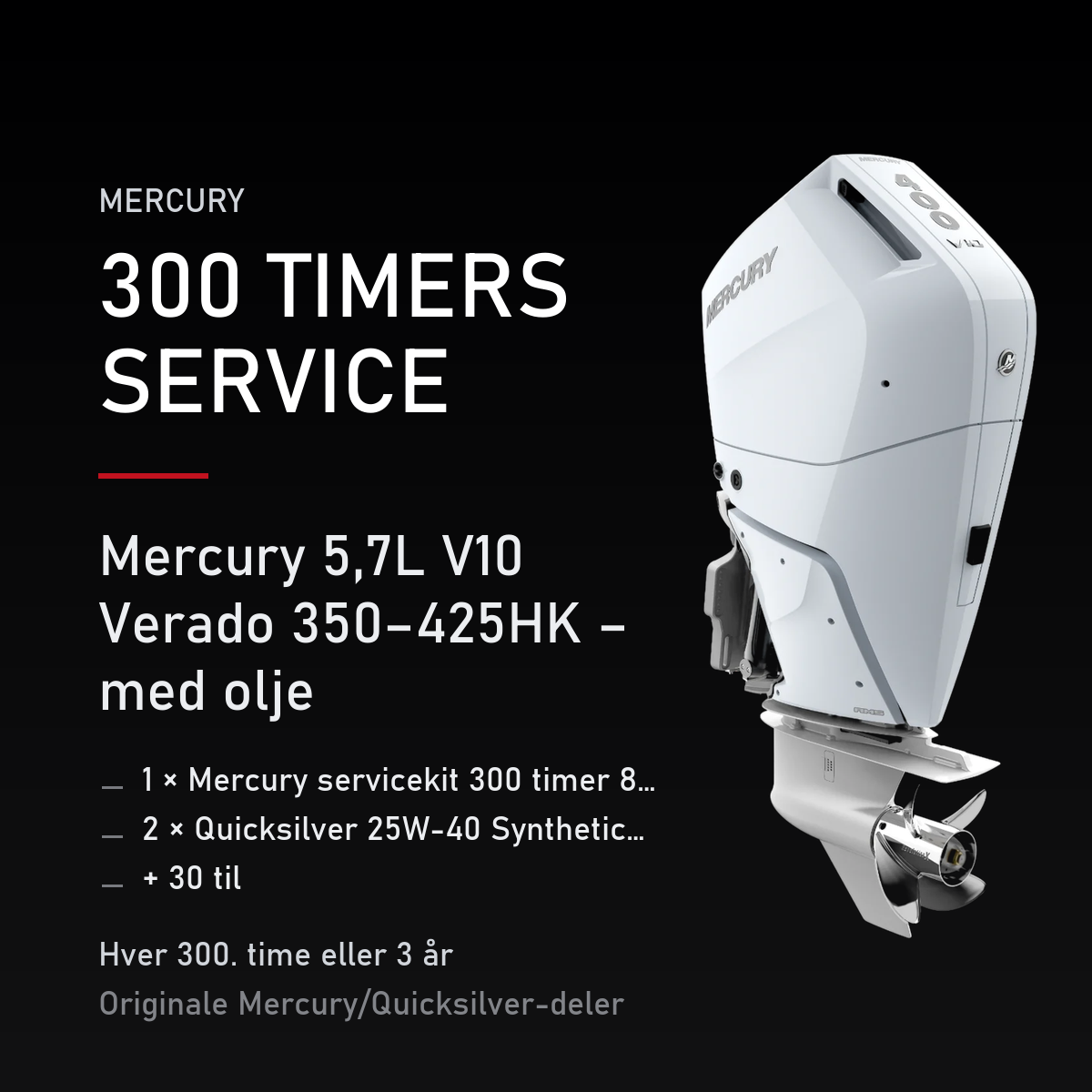Mercury servicekit 300 timer 8M0207808 – 5,7L V10 Verado 350–425HK – med olje – servicekit
