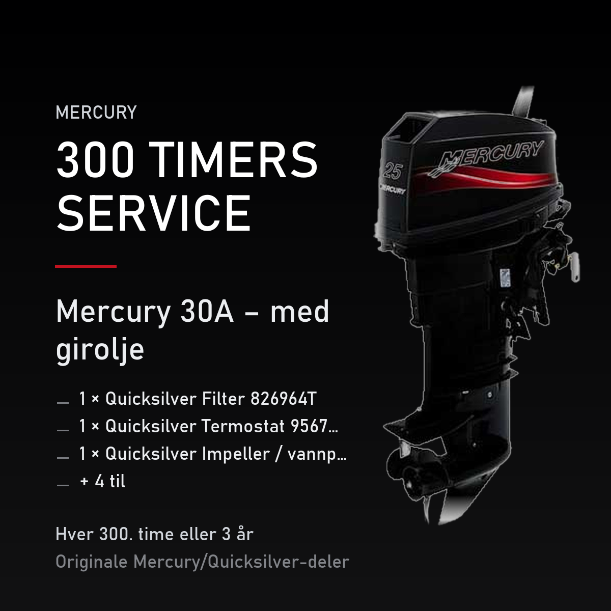 Mercury 2-takt servicekit 300 timer – 30A – med girolje – servicekit
