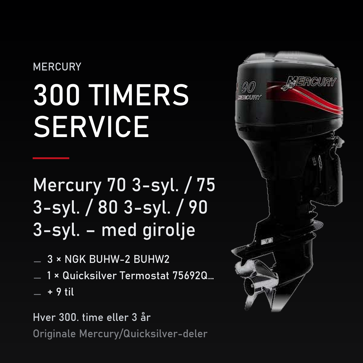 Mercury 2-takt servicekit 300 timer – 70 3-syl. / 75 3-syl. / 80 3-syl. / 90 3-syl. – med – servicekit