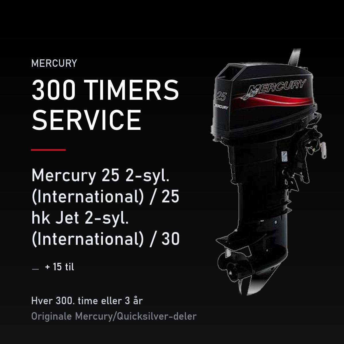 Mercury 2-takt servicekit 300 timer – 25 2-syl. (International) / 25 hk Jet 2-syl. (Intern – servicekit