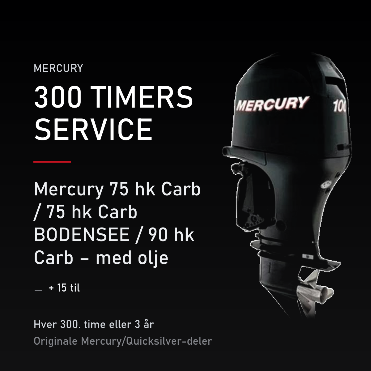 Mercury servicekit 300 timer – 75 hk Carb / 75 hk Carb BODENSEE / 90 hk Carb – med olje – servicekit