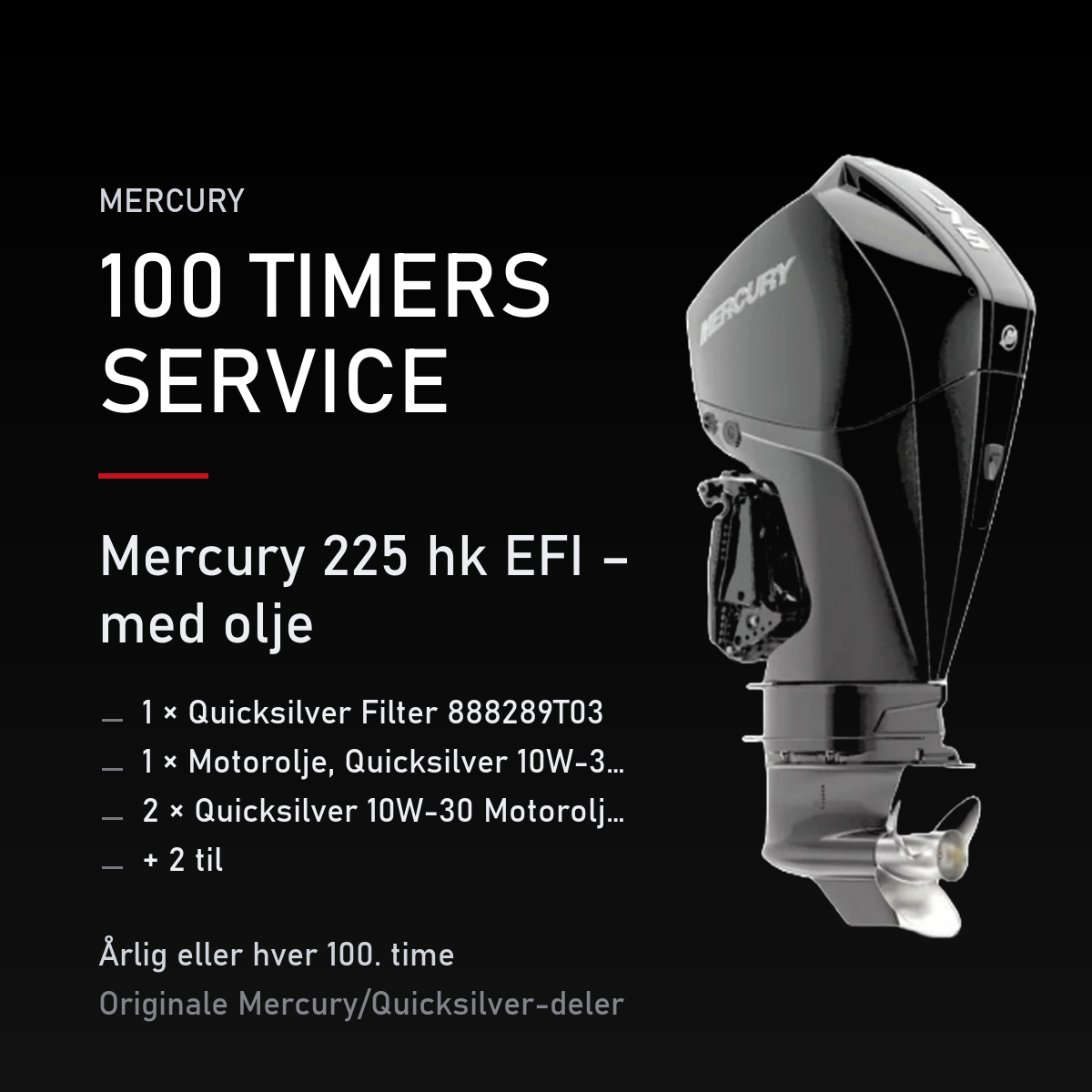 Mercury servicekit 100 timer – 225 hk EFI – med olje – servicekit