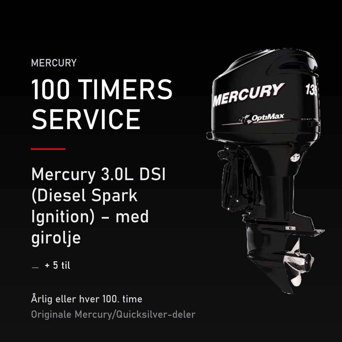 Mercury Optimax servicekit 100 timer – 3.0L DSI (Diesel Spark Ignition) – med girolje – servicekit