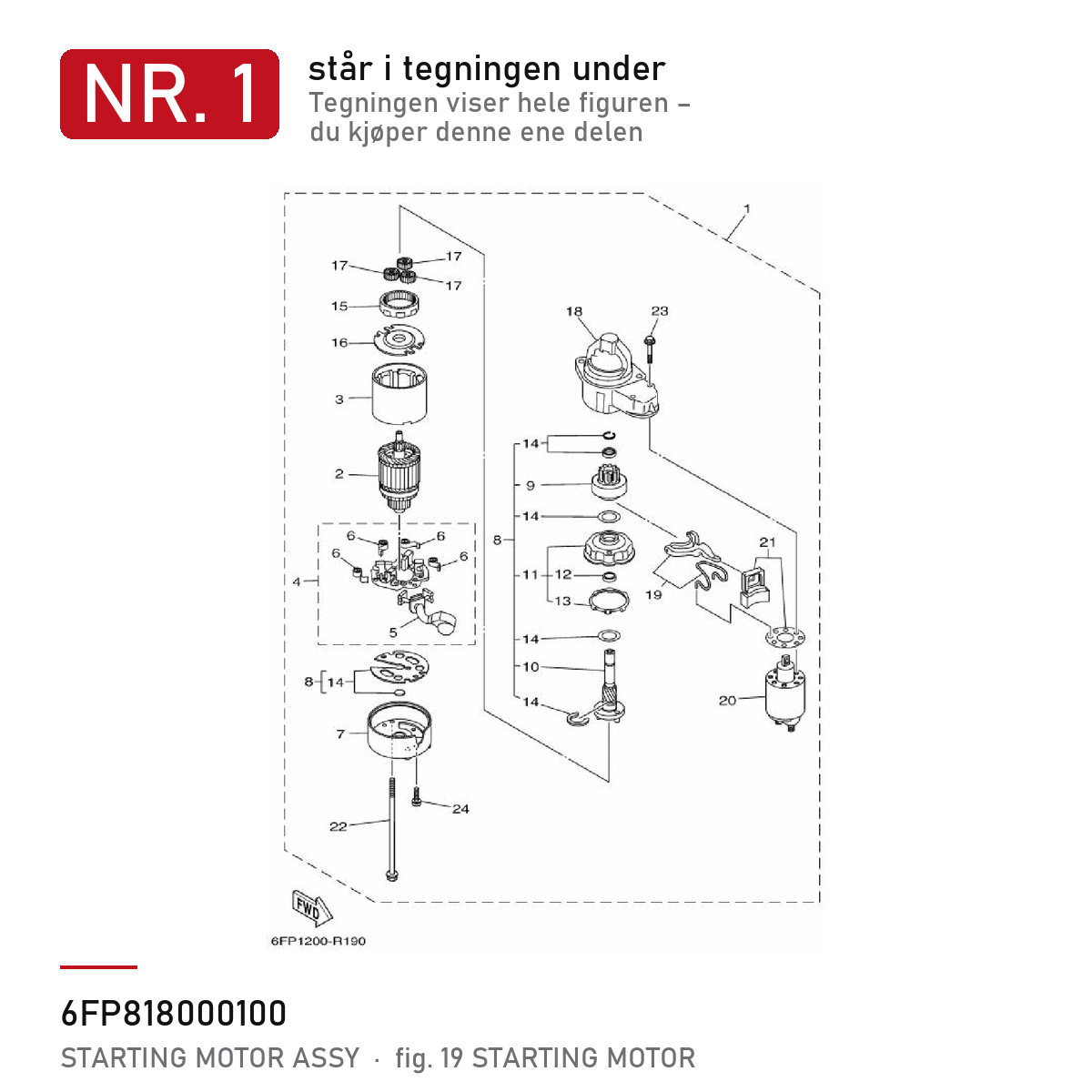 Yamaha Startmotor 6FP-81800-01
