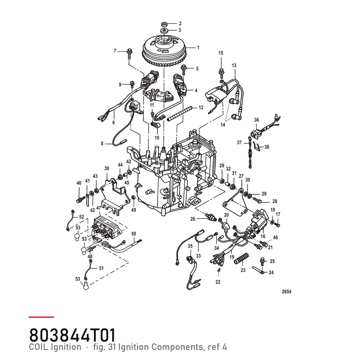 Quicksilver Tennspole 803844T01 – Mercury – tegning fra Mercurys delekatalog