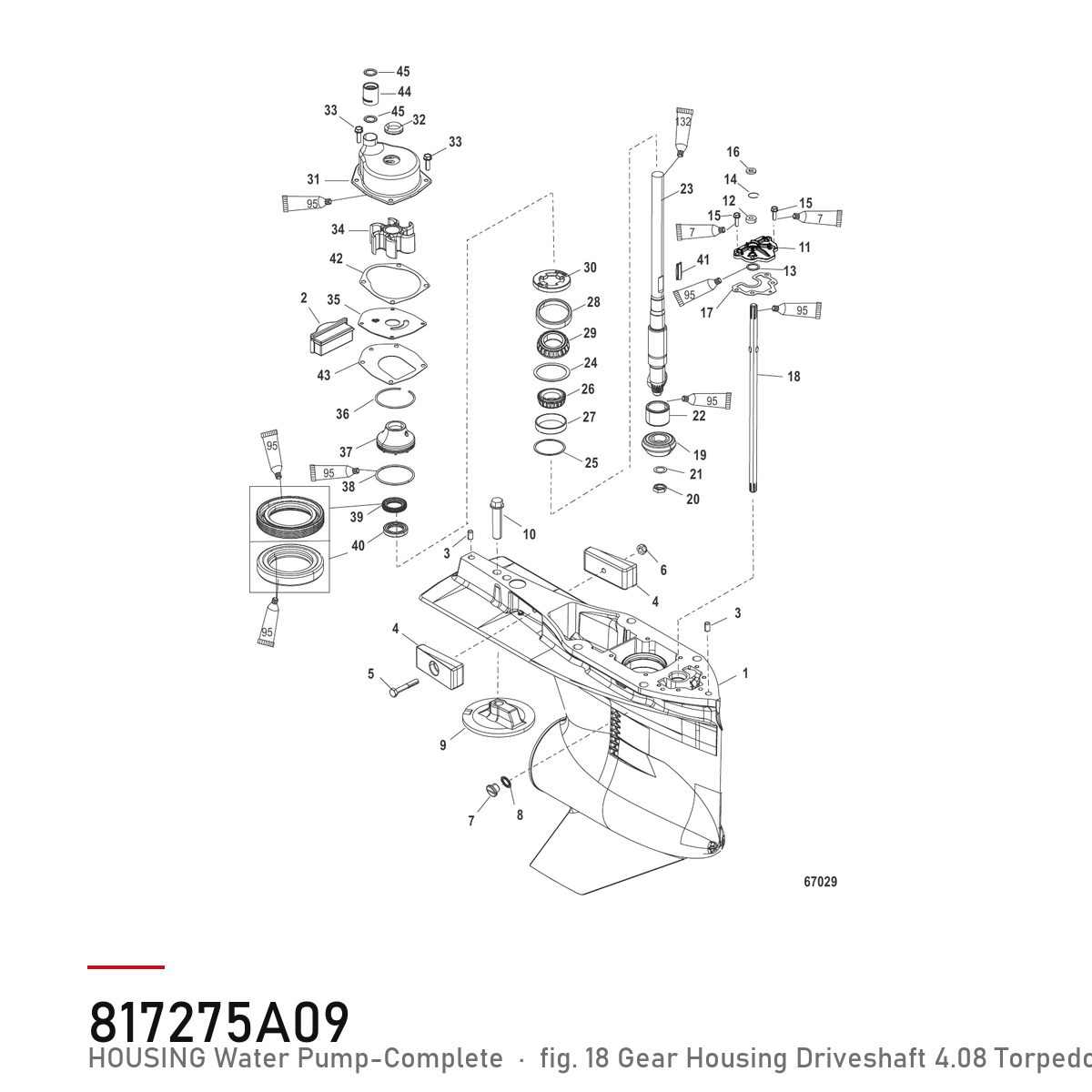 Quicksilver Vannpumpesett 817275A09 – Mercury – tegning fra Mercurys delekatalog