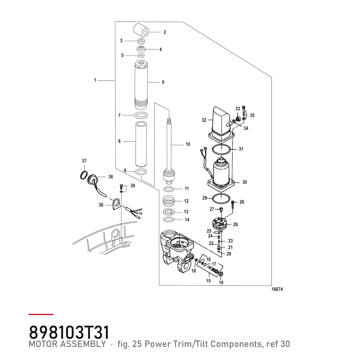 Quicksilver Power trim-motor 898103T31 – Mercury – tegning fra Mercurys delekatalog
