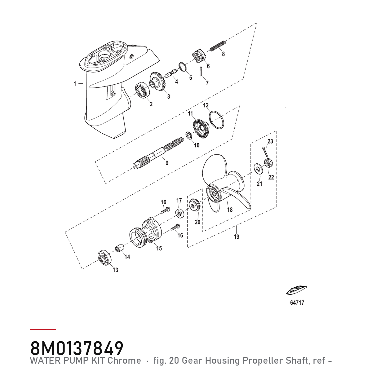 Quicksilver Vannpumpesett 8M0137849 – Mercury – tegning fra Mercurys delekatalog