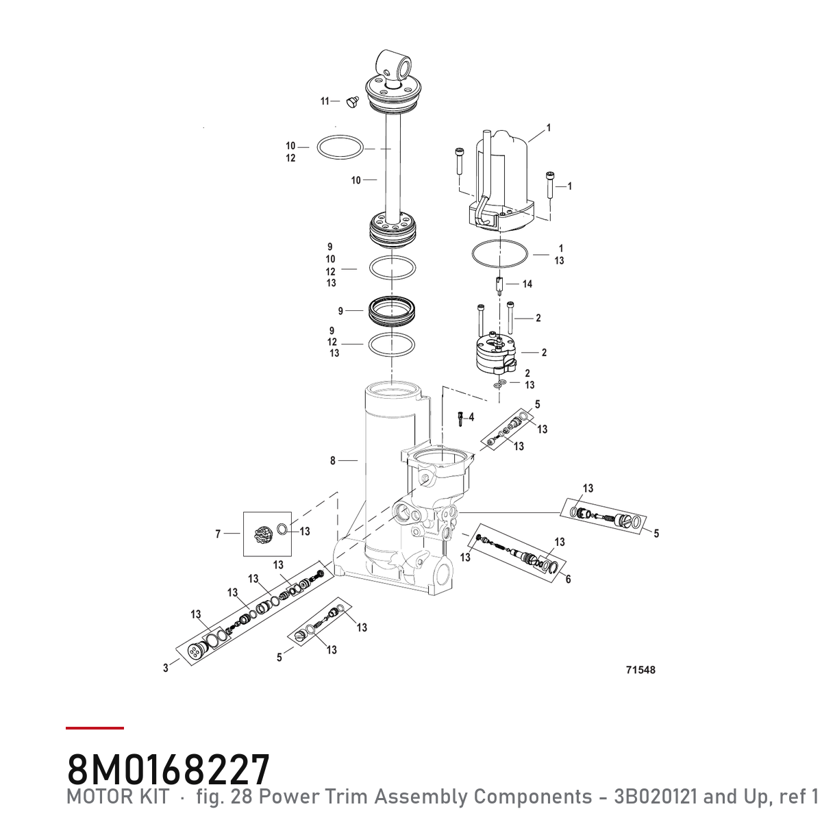 Quicksilver Power trim-motor 8M0168227 – Mercury – tegning fra Mercurys delekatalog