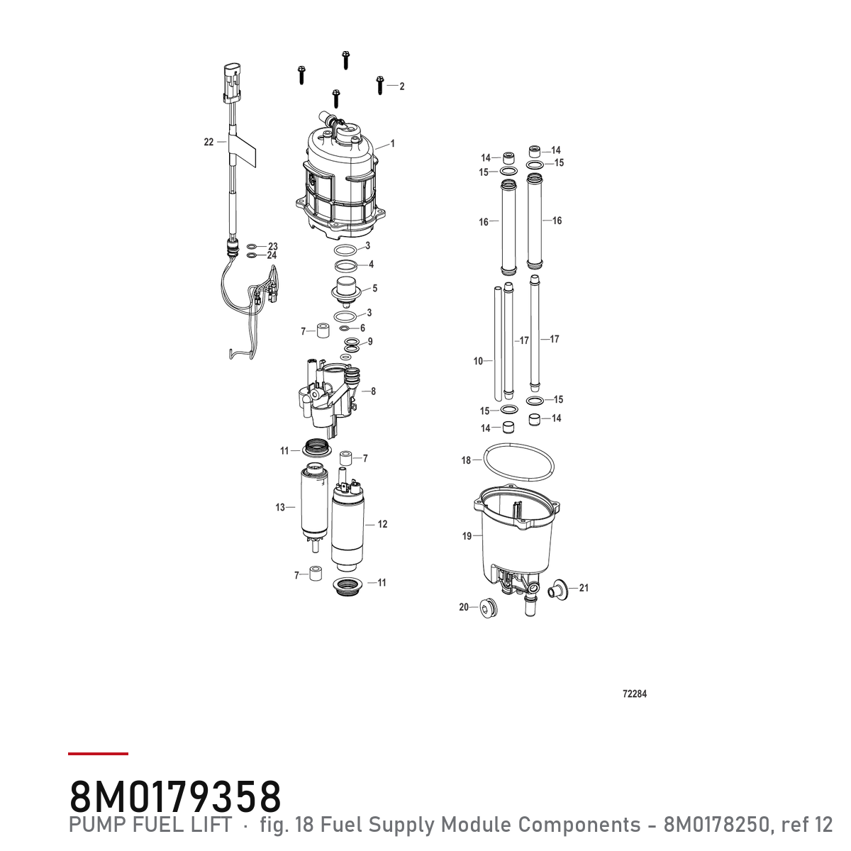 Quicksilver Drivstoffpumpe 8M0179358 – Mercury – tegning fra Mercurys delekatalog