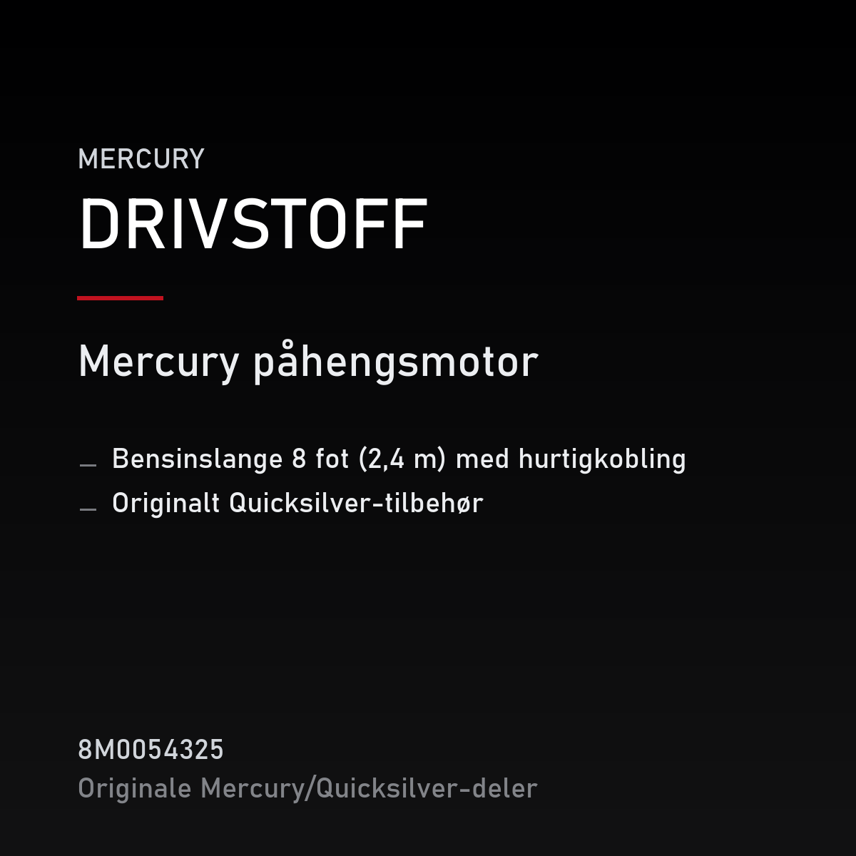 bensinslange 8 fot (2,4 m) med hurtigkobling