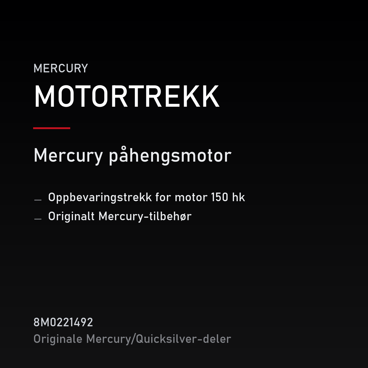 oppbevaringstrekk for motor 150 hk