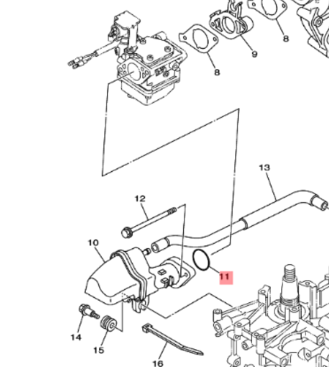Yamaha O-ring innsug F9.9H / F15C / F20B F50A – OEM 93210-35M86