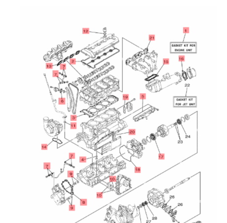 Yamaha 6S5-W0001-04 Motor Pakningssett SHO 2011