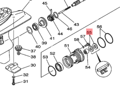 Yamaha simmering 93101-20M07 – carrier undervannshus F20A / 25HK / 30HK