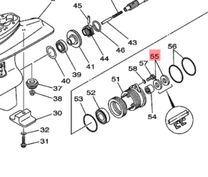 Yamaha simmering 93101-20M07 – carrier undervannshus F20A / 25HK / 30HK