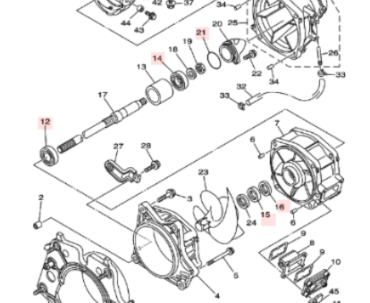 Yamaha WaveRunner 1.8L jetpump rebuild kit – lager og tetninger