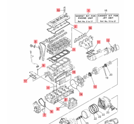 Yamaha 6LE-W0001-00 Motor Pakningssett 1.9L 2024+