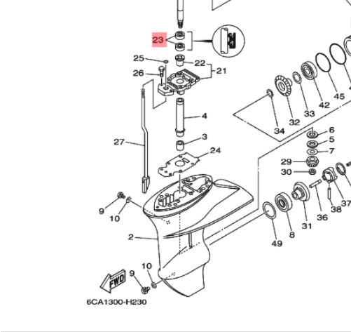 Yamaha simring drivaksel undervannshus – OEM 93101-20001