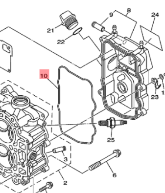 Yamaha ventildekselpakning F9.9H / F15C / F20B – OEM 6AH-11356-00
