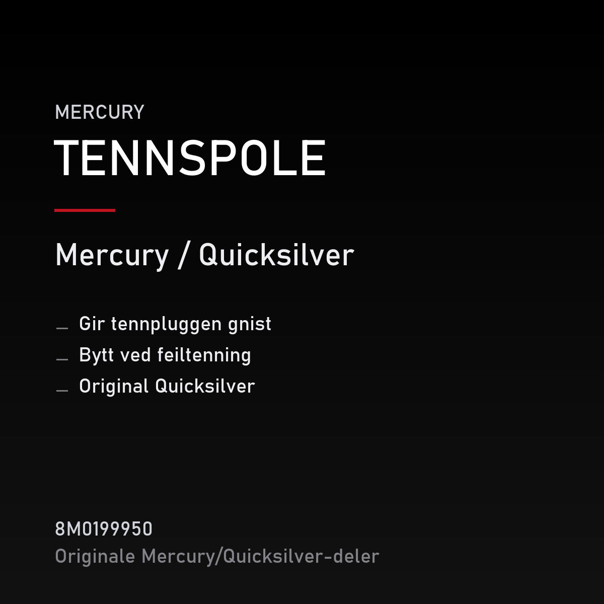 Quicksilver tennspole 8M0199950 – Mercury – produktkort