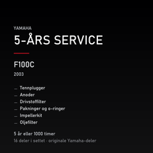 Yamaha F100C (2003) – 5-års service – innhold i settet