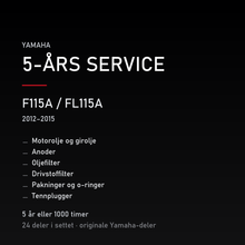Yamaha F115A / FL115A (2012–2015) – 5-års service – innhold i settet