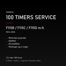 Yamaha F115B / F115C / F115D m.fl. (2014–2026) – 100 timers service – innhold i settet