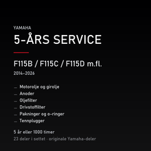 Yamaha F115B / F115C / F115D m.fl. (2014–2026) – 5-års service – innhold i settet
