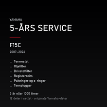 Yamaha F15C (2007–2026) – 5-års service – innhold i settet