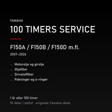 Yamaha F150A / F150B / F150D m.fl. (2007–2026) – 100 timers service – innhold i settet