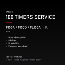 Yamaha F150A / F150D / FL150A m.fl. (2005) – 100 timers service – innhold i settet