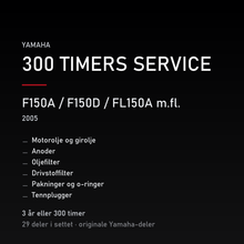 Yamaha F150A / F150D / FL150A m.fl. (2005) – 300 timers service – innhold i settet