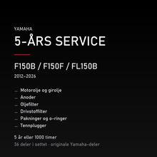 Yamaha F150B / F150F / FL150B (2012–2026) – 5-års service – innhold i settet