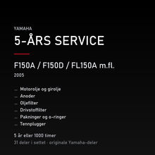 Yamaha F150A / F150D / FL150A m.fl. (2005) – 5-års service – innhold i settet