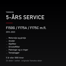 Yamaha F150G / F175A / F175C m.fl. (2013–2023) – 5-års service – innhold i settet