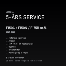 Yamaha F150C / F150N / F175B m.fl. (2021–2026) – 5-års service – innhold i settet