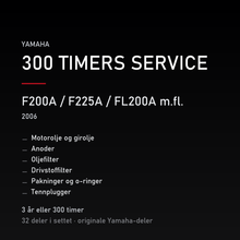 Yamaha F200A / F225A / FL200A m.fl. (2006) – 300 timers service – innhold i settet