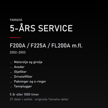 Yamaha F200A / F225A / FL200A m.fl. (2002–2003) – 5-års service – innhold i settet