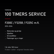 Yamaha F200C / F225B / F225C m.fl. (2012–2026) – 100 timers service – innhold i settet