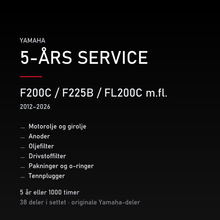 Yamaha F200C / F225B / FL200C m.fl. (2012–2026) – 5-års service – innhold i settet