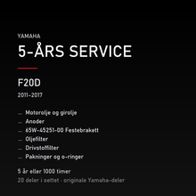 Yamaha F20D (2011–2017) – 5-års service – innhold i settet