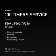 Yamaha F20F / F20G / F25G (2017–2026) – 100 timers service – innhold i settet